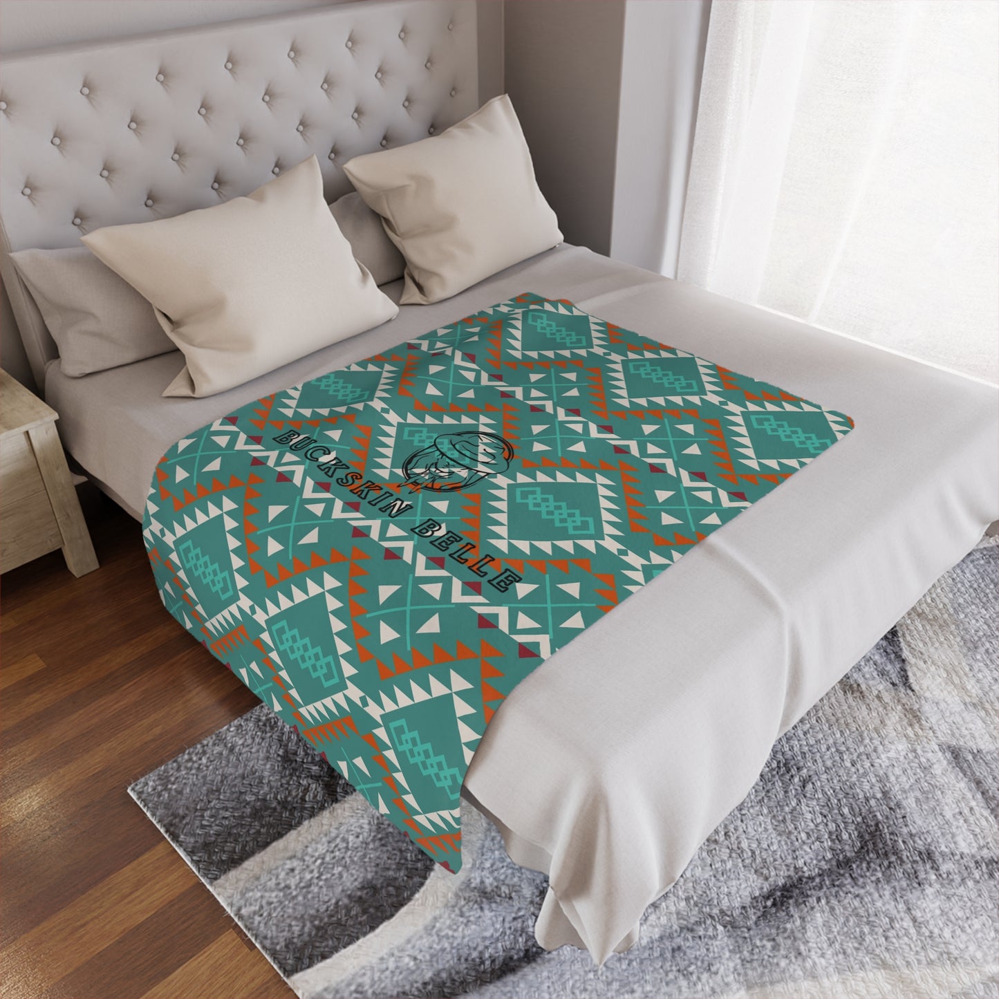 Logo Teal Aztec Minky Blanket