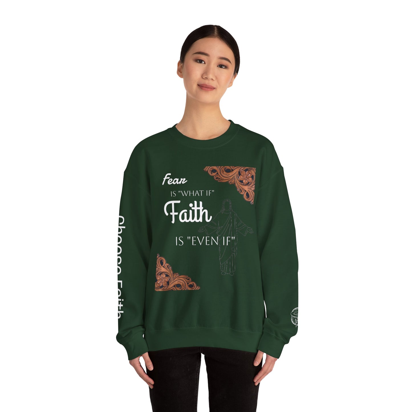 Choose Faith White writing Crewneck Sweatshirt
