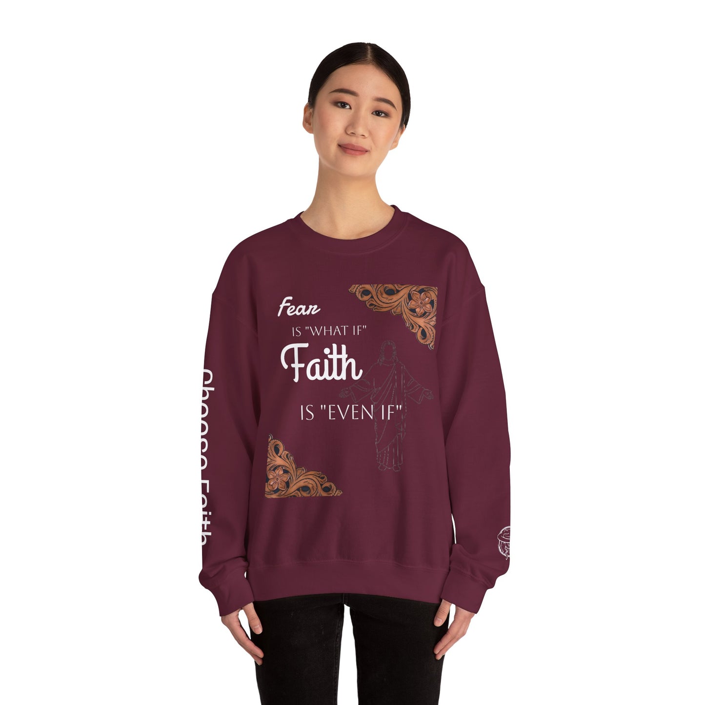 Choose Faith White writing Crewneck Sweatshirt