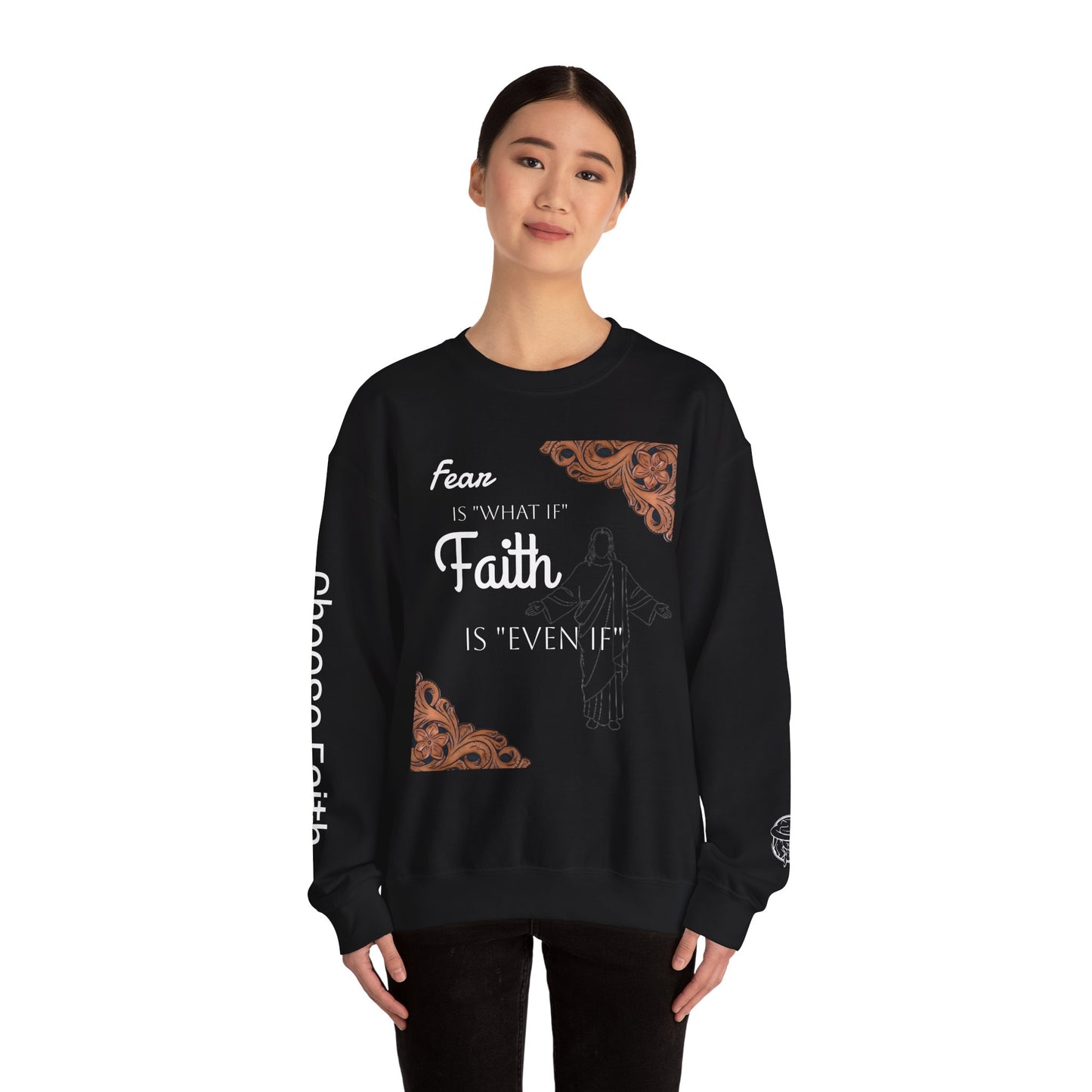 Choose Faith White writing Crewneck Sweatshirt