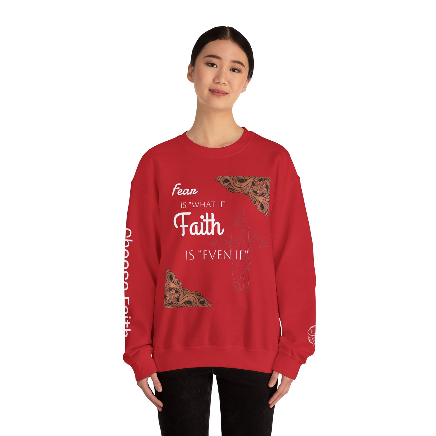 Choose Faith White writing Crewneck Sweatshirt