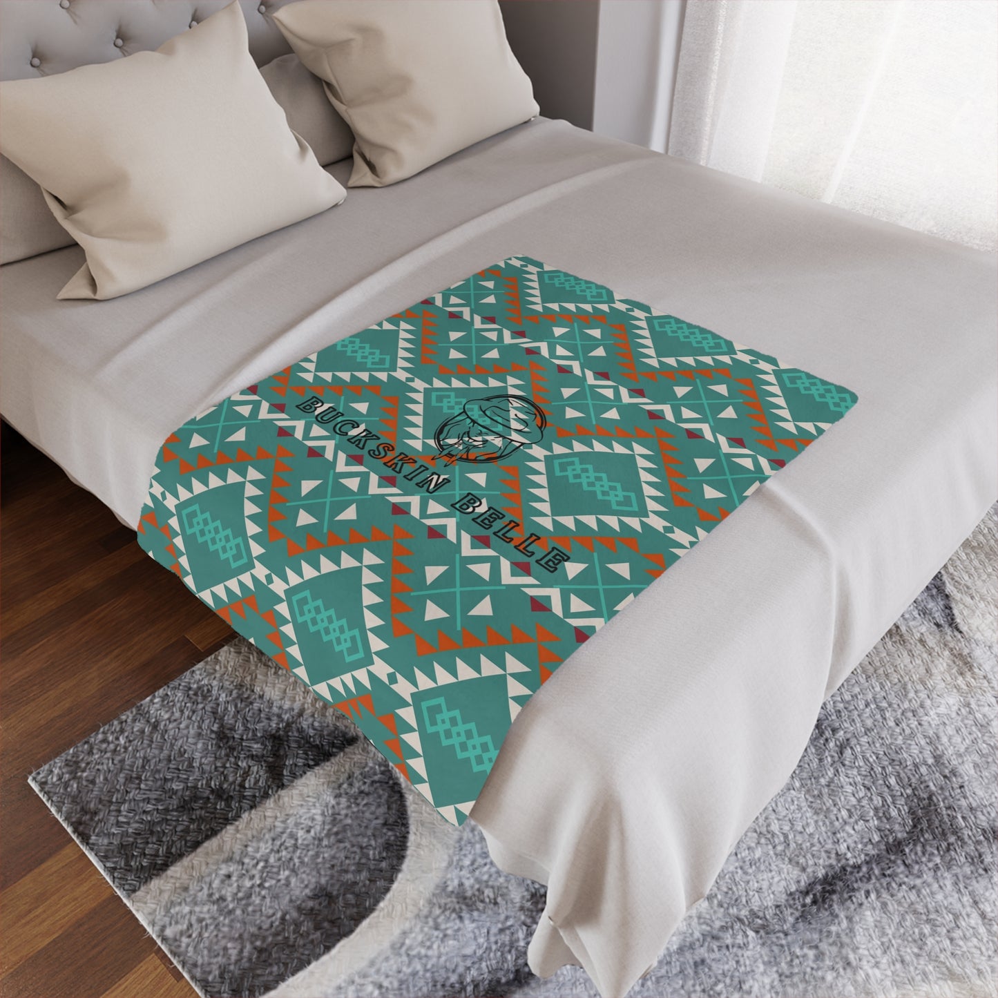 Logo Teal Aztec Minky Blanket