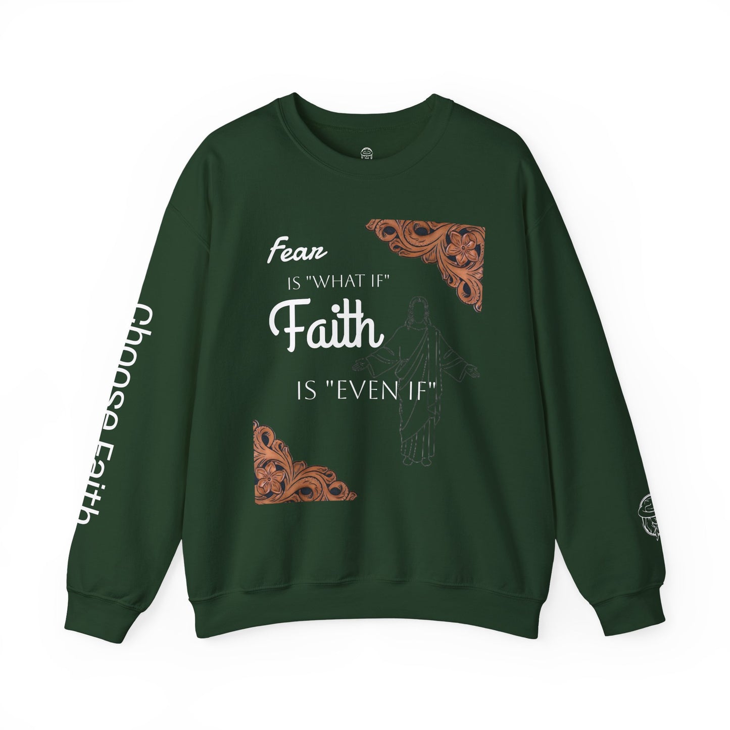 Choose Faith White writing Crewneck Sweatshirt