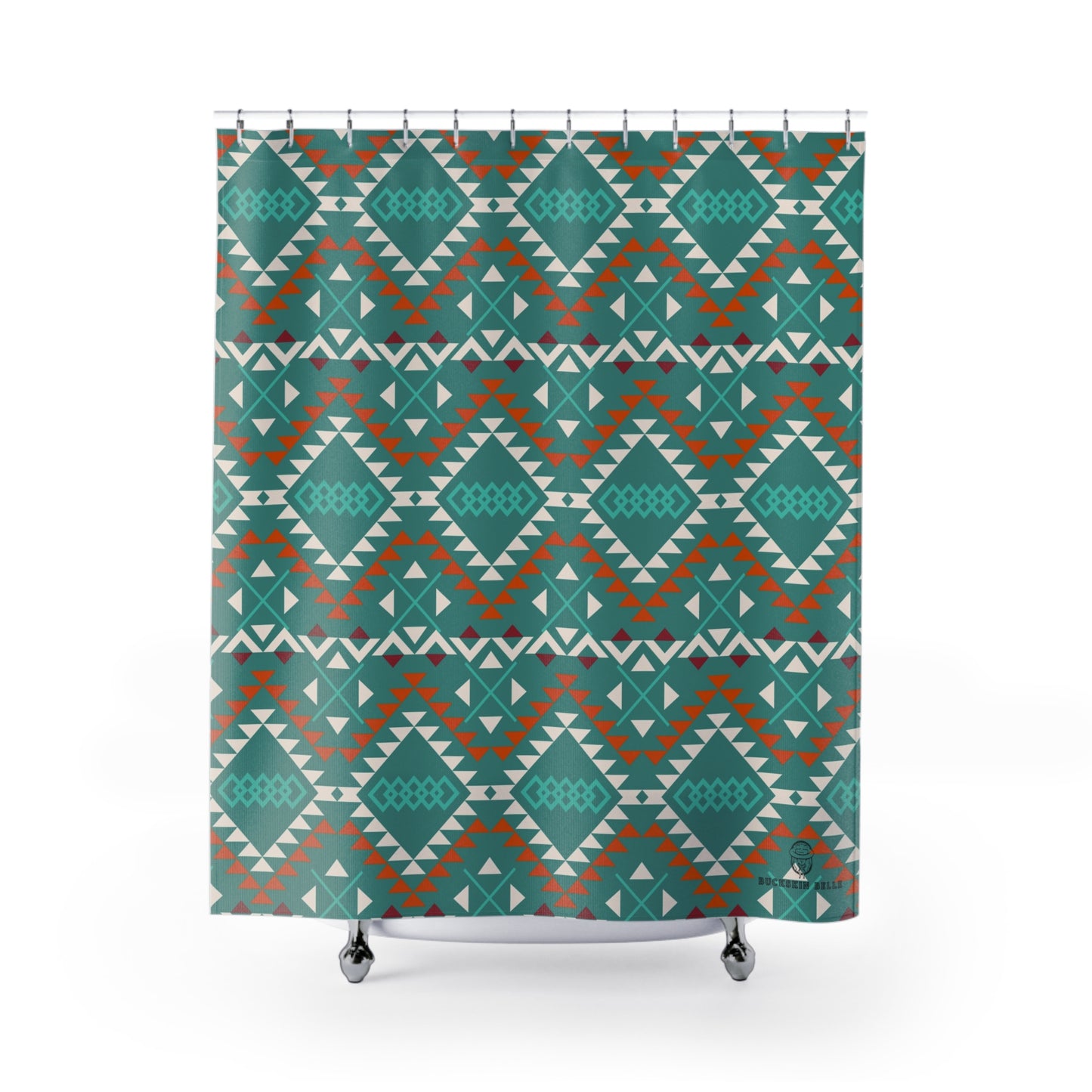 Teal Aztec Shower Curtain