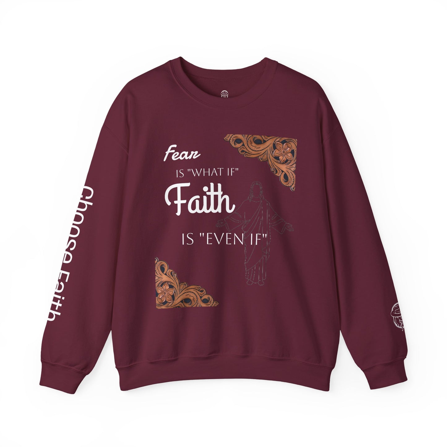 Choose Faith White writing Crewneck Sweatshirt