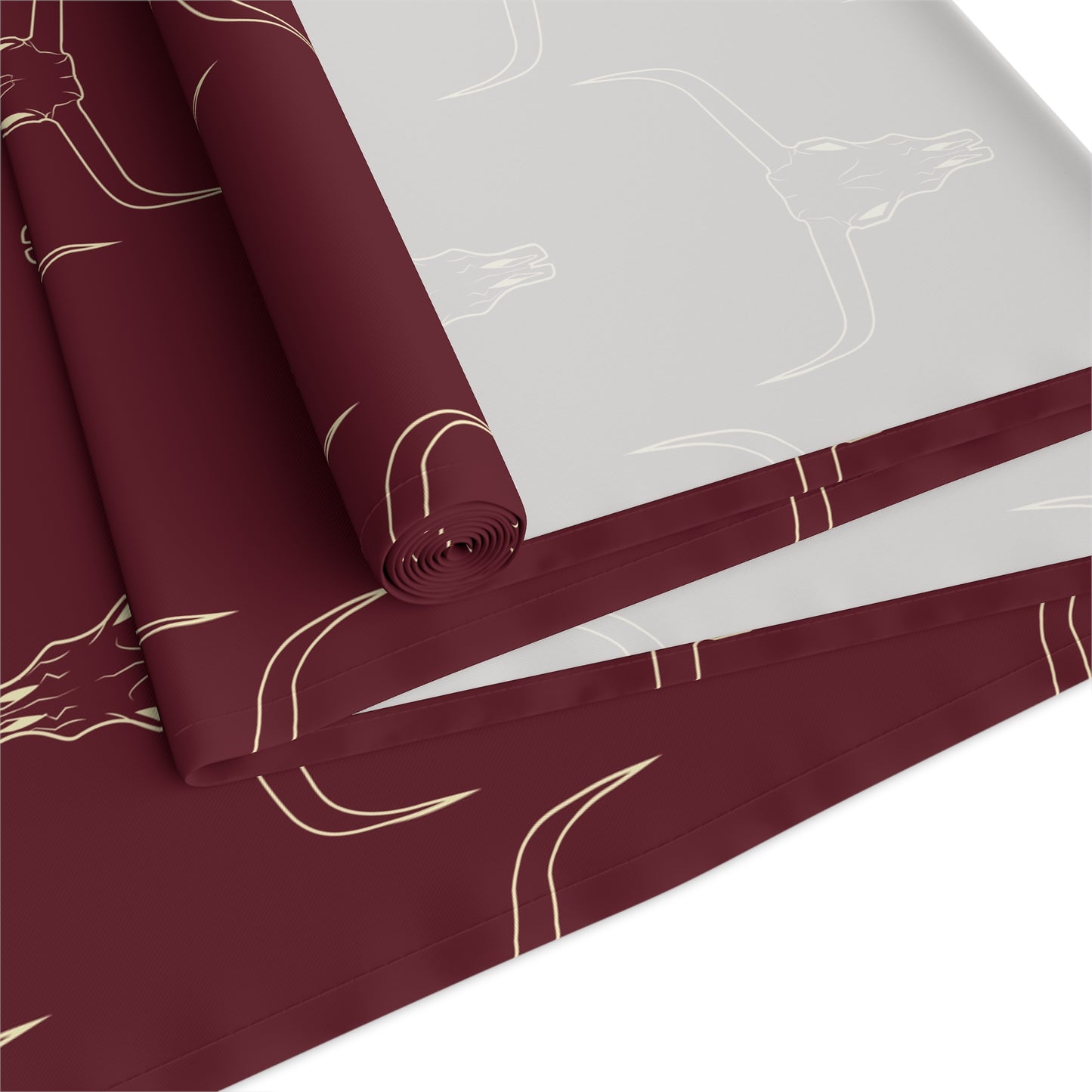 Maroon Longhorn Table Runner (Cotton, Poly)