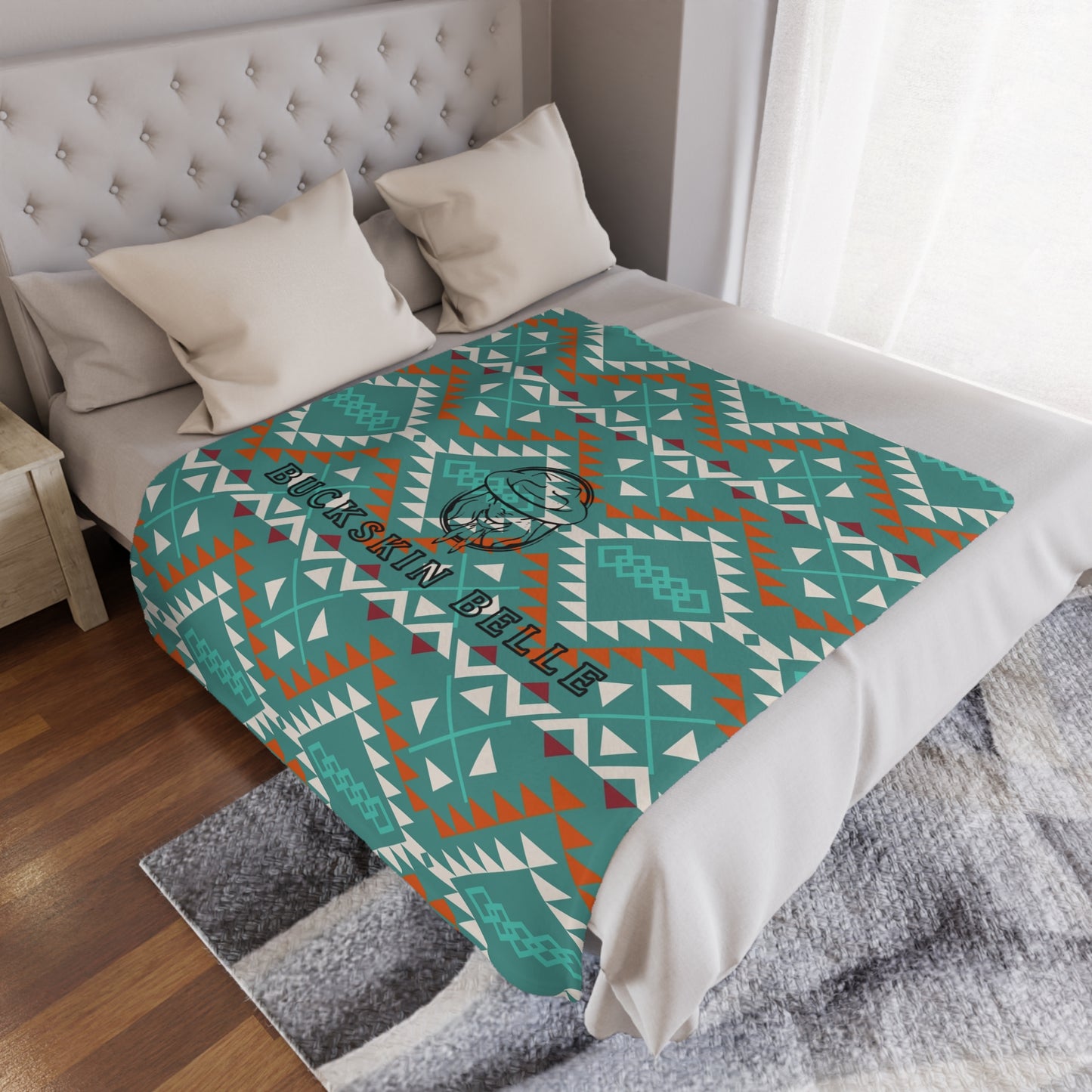 Logo Teal Aztec Minky Blanket
