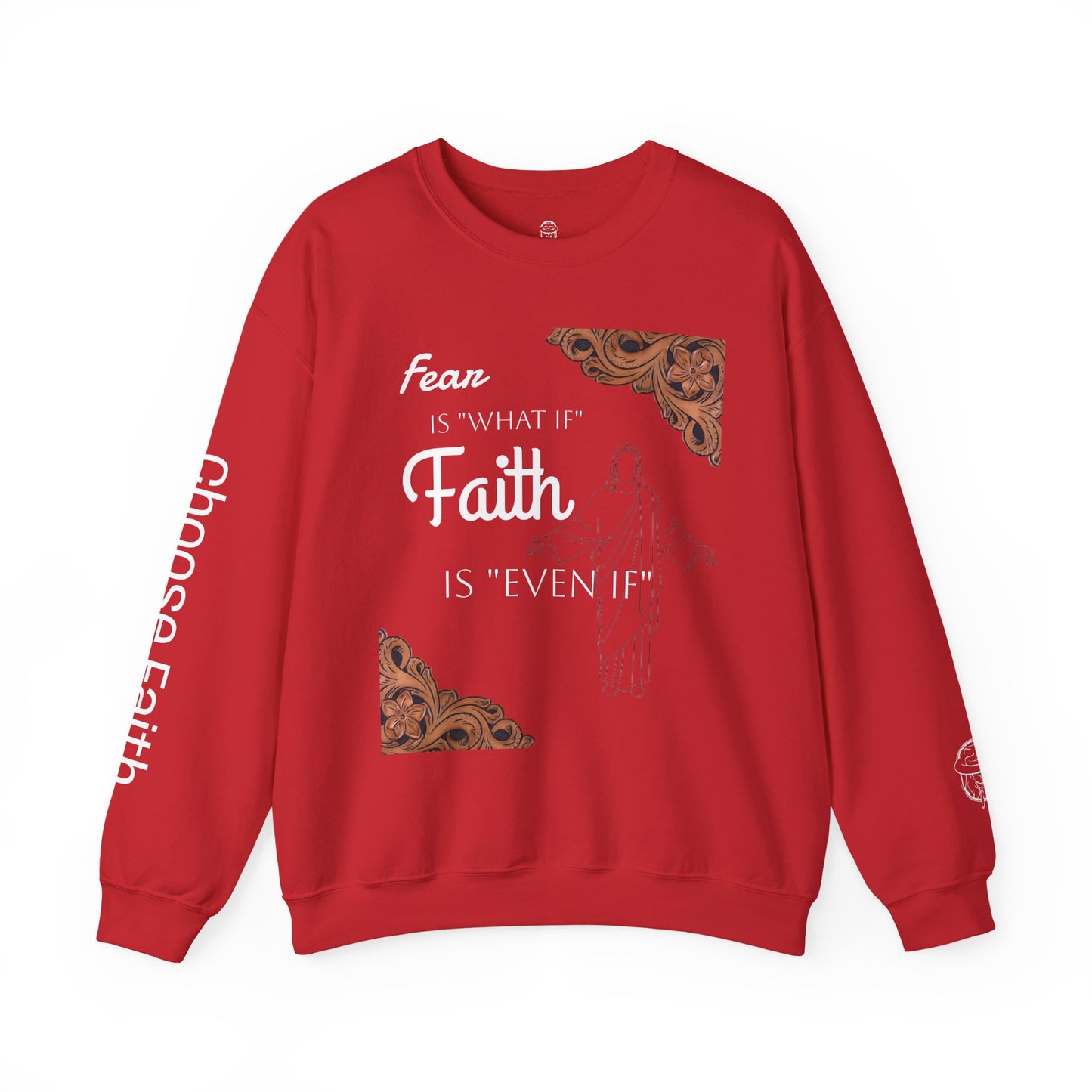 Choose Faith White writing Crewneck Sweatshirt